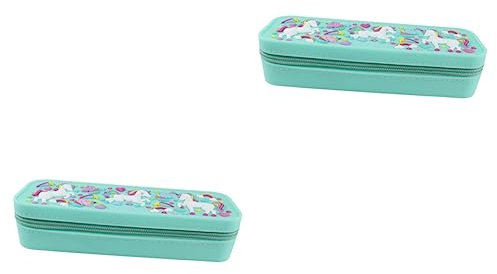 NUOBESTY 2pièces Trousse à Crayons Licorne Silicone Trousse Multifonctionnelle Étanche pour Filles Et Garçons Rangement Pratique pour Fournitures Scolaires Et Accessoires