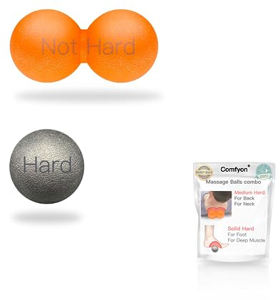 Pelota de lacrosse de masaje para liberación miofascial, masaje de tejido profundo, dolor muscular, terapia de puntos gatillo, nudos musculares, alivio del dolor de pies dirigido (duro + suave)