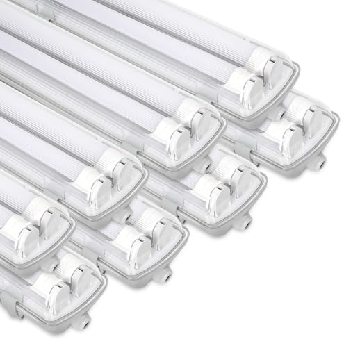 Sonnewelt LED-våtrum, 120 cm, 8 st, 6 000 K, kall vit, 2 x 18 W, rör, 3 600 lm IP65 vattentät, T8, verkstad, lysrör, komplett badrum, lampa för garage, källare, kontor, varuhus