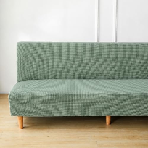 DOTBUY-SHOP Housse de Canapé Extensible 2 Places 160-190cm, Vert Sauge | Clic Clac Housse Protection pour Canapé-lit sans Accoudoir Futon Ajustable Universel Couleur Unie