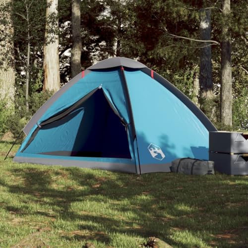 Homgoday Tienda de campaña de cúpula para 4 personas, tienda de campaña familiar, trekking, tienda de campaña, impermeable, para camping, viajes, trekking, color azul