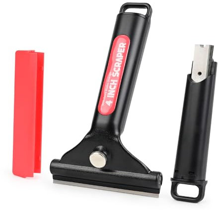 EHDIS Grattoir Vitre avec 10 Lames, 100mm, Grattoir Peinture avec Lames de Stockage, pour Gratter Peinture, Colle sur Sol, Verre, Carreau et Mur