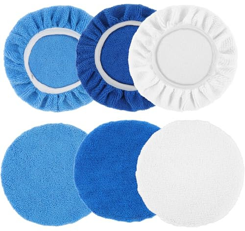 Oruola Lot de 6 tampons de polissage en microfibre, pour l'entretien de la peinture de voiture et le polissage des meubles, 11,5 à 17,5 cm, multicolore