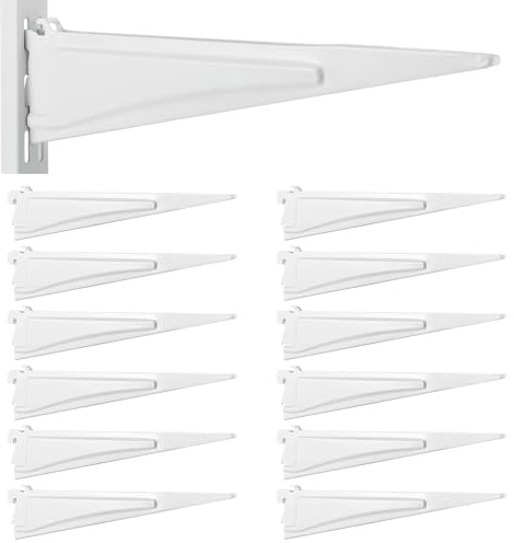 Menkxi 12 Pcs Locking Shelf Bracket Track Locking Wire Shelf Brackets for Adjustable Closet Systems Closet Organization Heavy Duty (12 Inch)