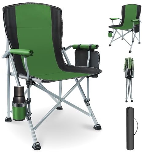 YUMBOT Silla de Camping Plegable de Lujo, 180 kg, con Respaldo Alto, cómoda, Acolchada, Plegable, para Camping, jardín, balcón, Playa, Camping, jardín, jardín, Playa, Camping, jardín, Pesca, Color