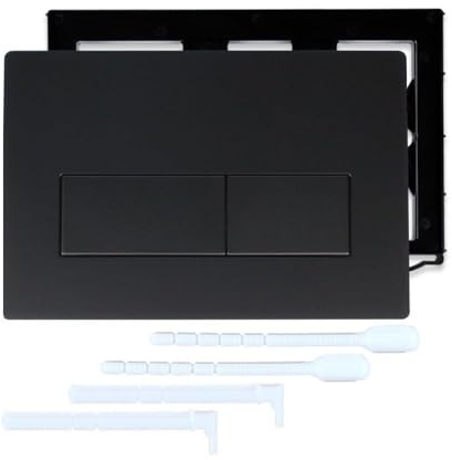Toilet Cistern Flush Plate, Dual Buttons, Replacement for Sigma 01/20/30/50 Series (Black)