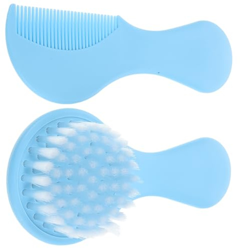 Mipcase Kit de Soins pour -Né Bleu – Brosse Douce pour Cuir Chevelu Sensible Peigne Démêlant pour Nourrisson Ensemble Brosse et Peigne Ergonomique Entretien Facile et Adapté aux Bébés