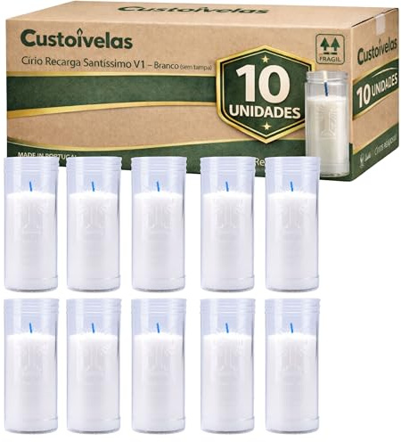 Recarga Vela Cirio Santísimo Blanca – 14 cm | Hasta 48 h de Duración | Repuesto para Portavelas y Faroles de Cementerio e Iglesia | Caja Ahorro (20.00, Blanco)