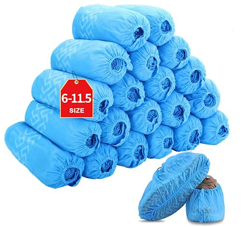 Shoe Covers Disposable 200 Pack (100 Pairs) | Non-Slip, Durable, Indoor | Protect Your Home, Floors and Shoes