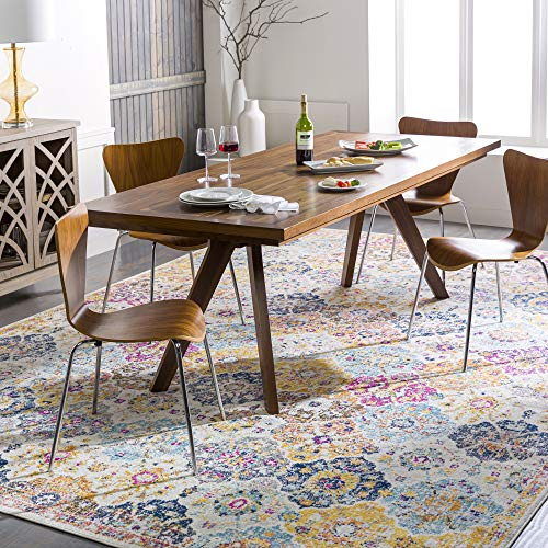 Livabliss Sicily Vintage groß - Wohnzimmer 160 cm, Esszimmer, Schlafzimmer, Orientalischer e Boho Style - Carpet Living Room, Bunter Muster, Senfgelb, Orange, Weinrot, Blau