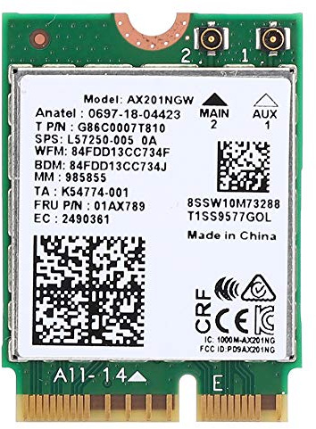 ASHATA WiFi-Netzwerkkarte, Netzwerkkarte für AX201NGW WiFi 6 Gigabit 2400M M.2.CNVio2-Schnittstelle für Bluetooth 5.0, WLAN Bluetooth-Karte nur für 10 x 64-Bit