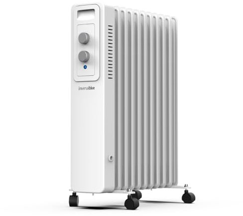 UNIVERSALBLUE Calefactor Eléctrico de Aceite Bajo Consumo | Radiador Aceite Blanco 2000W | 11 Elementos Calefactores | 3 Potencias | Silencioso | Sistema de Seguridad | Termostato Ajustable