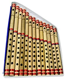 Bamboo Bansuri Flute for beginners Set multiple Key Tune 7 Holes Fipple Woodwind Clarinet Bamboo Quena Flute Indian Musical Instrument Krishna Flute Birthday Gift Mens Women Kids set of 13