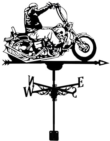 ANCHA Store Girouettes de Moto, girouette Noire, Outil de Mesure de Peinture en Acier Inoxydable, pour décoration de Toit de Jardin