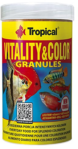 VITALITY&Color GRANULES 250ml / 138g - Alimento de Alto Contenido proteico en Forma de gránulos de Lento hundimiento con Efecto colorante y vitalizante para Peces