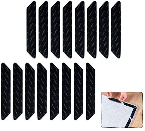 16Pcs Anti-Slip and Reusable Rug Grippers for Wooden and Hard Floors, Non Slip Reusable Rug Grippers Washable Anti Slip Rug Underlay Carpet Grippers Strips Compatible with Hard, Tiled, Marble Floors