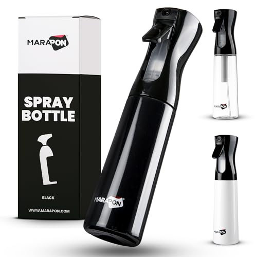 MARAPON® Sprühflasche 300ml mit Zerstäuberfunktion [Schwarz] | Spray Bottle für Firseure und den Haushalt | Sprühflasche für Pflanzen | 3-4 Sekunden anhaltender Sprühvorgang | Ölsprüher