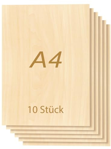 ToCome 10 Stück 3mm Sperrholz A4 Linde Sperrholzplatte Laserfähig 297 x 210 x 3mm Linden Holzplatte Plywood 3mm Holz für Laser