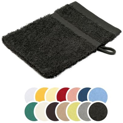 liebling Waschhandschuh, 100% Baumwolle, Serie Borkum, 16 x 21 cm, 60 Grad waschbar, trocknergeeignet, Farbe: anthrazit