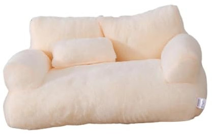 TMAOZW Haustiersofa-Zwinger, langlebig, rutschfest, Abnehmbarer Bezug, Haustierbett, Katzensofa, Couch, geeignet for Betten, Hauskatzen, kleines Hundebett, waschbar(Beige)