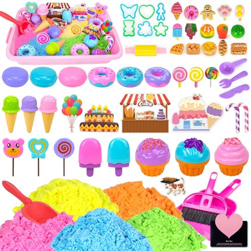 UCAMP Magic Sand Kit de sable pour enfants avec 1000 g de sable pétrissant, bac à sable magique, jouet cinétique, jeu de glace, jouet de sable, pour enfants filles de 3, 4, 5, 6, 7, 8 ans