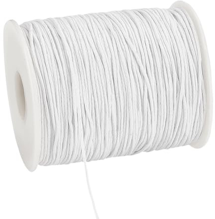 PH PandaHall 160 m 1mm Hilo de algodón encerado blanco, hilo encerado, hilo de cera, hilo para perlas, para pulseras, collares, elaboración de joyas, manualidades, macramé