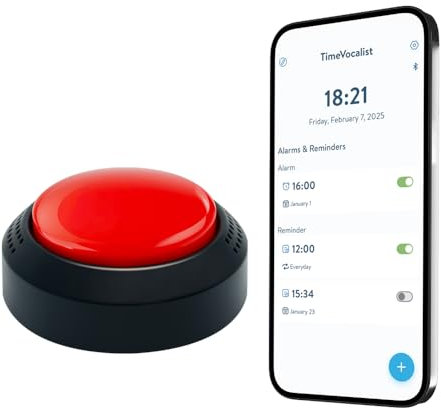 Grande sveglia parlante con pulsante per ipovedenti, demenza e Parkinson, sollievo dallo stress con messaggi vocali e app iOS e Android per promemoria e impostazione dell'ora facili (inglese USA)