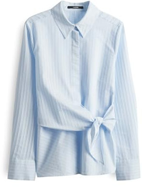 someday Damen Langarmbluse | Hemdbluse ZELLISSIMA Stripe Slim mit Bindedetail Clear Water, 42