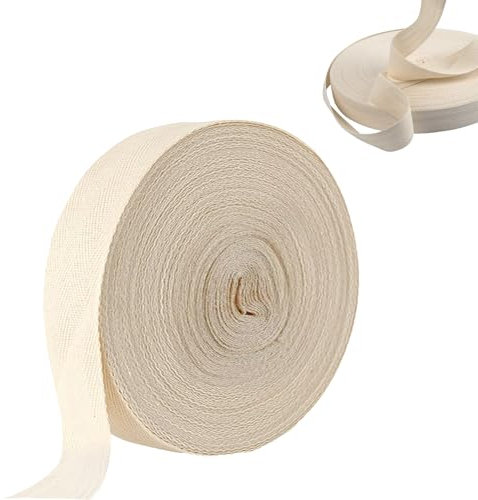 ARCPNRT Baumwollband Schrägband, 2,5cm x 50m / 1in x 164 Foot Beige Nahtband Gurtband Baumwollband, Einfassband Baumwolle Nahtband, Fischgrätenstich Baumwollband Gurtband, DIY Handwerk