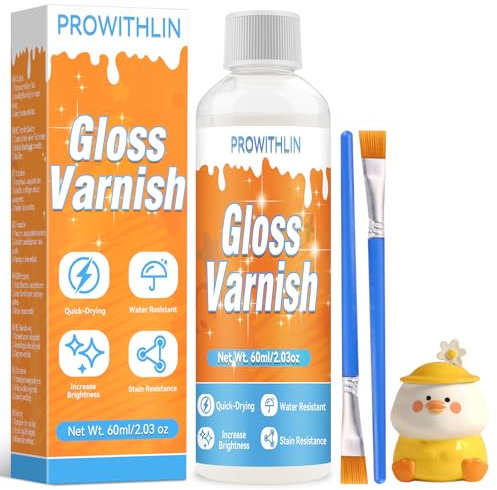 prowithlin - Vernice Trasparente Lucida per Argilla a Secco - Vernice per Ceramica, Legno, Pittura ad Olio - Resistente all'Acqua, Graffi e Usura (1 pezzo)