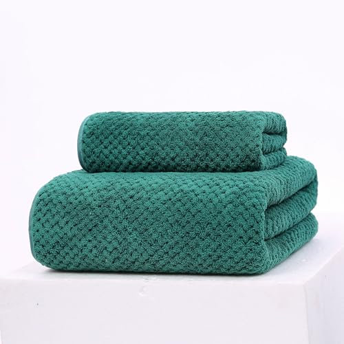 Cotton Market Handtücher und Badetuch Set - Mikrofaser Badehandtuch Groß - Duschtuch 70x140 und Duschhandtuch 35x75 cm - Bath Towel Set - Grün
