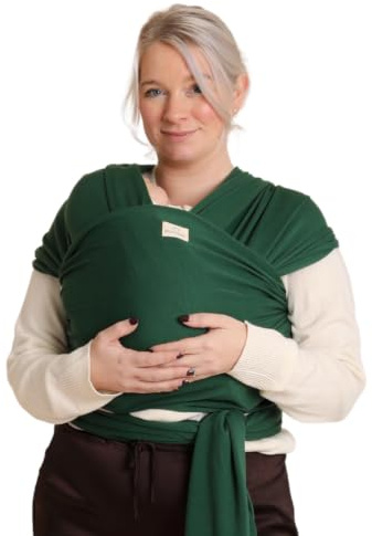 RYLOOBABY Baby Sling Carrier & Stretchy Baby Wrap – Newborn Baby Carrier 3.2–15 kg, Soft Cotton Hands-Free Babywearing Sling, Hip Healthy, One Size XXS–XXXL – Forest Pine