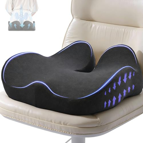 CXC Seat Cushions for Office Chairs – Recovery Memory Foam, Seat Cushion for Desk Chair, Car, Wheelchair, Hip & Tailbone Pain Relief Cushion for Long Sitting, Non-Slip (Dark Gray, Modal Fabric)