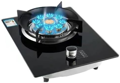 THEGA 5.2KW 9 Cavity Fire Burner Gas Cooker - Single Burner Propane Gas Cooktop, Portable Tempered Glass Gas Stove, Recessed Camping Cooktop(LPG)