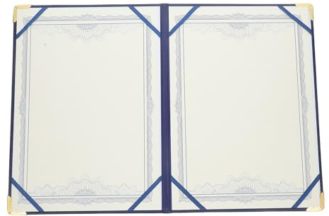 STOBAZA Cubierta Protectora Azul para Diplomas y Certificados, Piel Sintética Portátil Estilo Decorativo, Adecuado para Exhibición y Uso en Carpetas