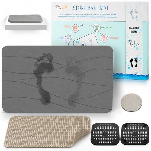 Alfombra Diatomita Baño – Secado Rápido, Antideslizante y Antibacteriana – Alfombra Baño Piedra para Baño Moderno/Clásico – Diseño y Confort para Todos – Alfombrilla Diatomita (Gris Oscuro, 40x30 cm)