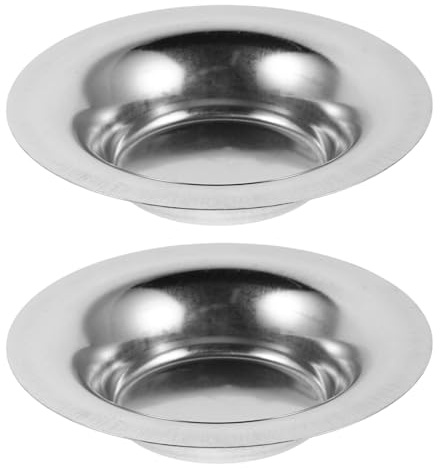VICASKY Coupelle Bougie et Diffusion D'huiles Essentielles en Acier Inoxydable Argenté Lot de 2 Pièces Plateau Chauffant Non Adhérent Rond pour Chauffe-Cire à Domicile