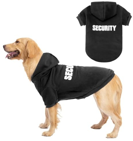 BINGPET Security Dog Hoodies Puppy Sweater Cold Weather Dog Coats Soft Brushed Fleece Pet Clothes Hooded Sweatshirt for Dog Cat