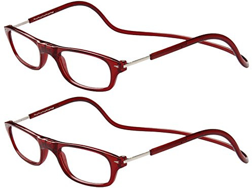 TBOC Pack: Lunettes de Lecture – (Deux Unités) Dioptrie +3.50 Monture Bourdeaux Femme Homme Aimant Fermeture Pliable Régable Magnetique
