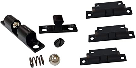 QCAA Solid Brass Double Ball Catch, 60mm, with#304 Stainless Steel Ball & Tension Spring, Matte Black, 4 Pack, Made in Taiwan