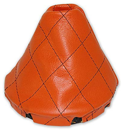 The Tuning-Shop Gear Gaiter + Frame Compatible with Volkswagen VW T5 2003-2016 Various Stitching Colour Available (Orange Leather Orange Stitch)