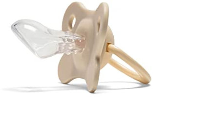 Schnuller mit Noppen zur Zahnungshilfe -Dient zur Beruhigung 0-12 Monate - BPA -freies Silikon - Kiefergerechter Baby Beißring Schnuller -mit Schnullerbox -Nopperz Beissring -1x Beige Asymmetrisch