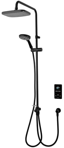 Triton Showers ENVI® | Thermostatic Electric Shower | 10.5 kW | DuElec | Smart Shower | Digital Shower | with Showerhead & Anti Twist Hose | Black | Rainfall Showerhead