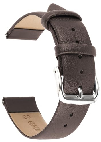 Amaxiu Correa de reloj de piel de becerro suave de estilo vintage, correa de repuesto universal con hebilla de acero inoxidable, 18 mm/20 mm/22 mm