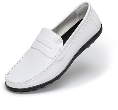 Rusffes Men's Loafers Flat Slip-on Driving Shoes Breathable Casual Moccasin Shoes White 11uk