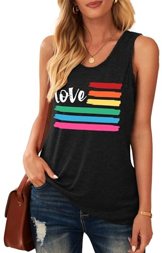 Pride Tanktopp för kvinnor HGBT Love regnbågsmönster skjorta Gay Pride Month toppar