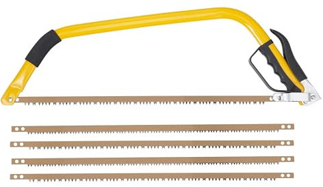Sierra de arco para cortar madera, sierra de arco de 24 pulgadas con 6 cuchillas, sierra de arco resistente