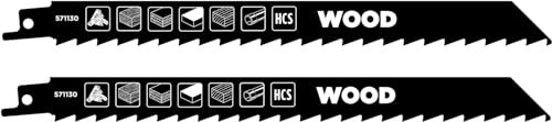 kwb Säbelsägeblatt für Holz, 229 mm (für Kaminholz, Hartholz, Sperrholz, MDF, Weichholz, flexibles HCS-Stahlmaterial, grobe Zahnung, gehärteter Stahl, präzisionsgeschliffen, ½'' Universalschaft)