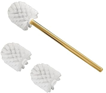 Klobürste Gold,Klobürste, Toilettenbürste WC bürste Goldgriff und DREI weiße Bürstenkopfzubehör, Ersatzbürste, geeignet für Sanitäranwendungen. (Gold)