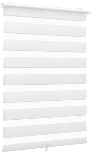 Sekey Doppelrollo Klemmfix ohne Bohren Doppelrollo Duo Rollo Schnurlos Rollo Faltrollo 80x130cm, Weiß
